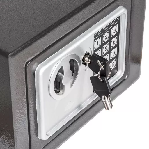 Cassaforte Digitale Compatta con Codice PIN e Accesso con Chiave - Grigia
