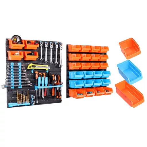 Set di organizer per attrezzi e viti da parete - 43 pezzi, soluzione di stoccaggio in plastica resistente