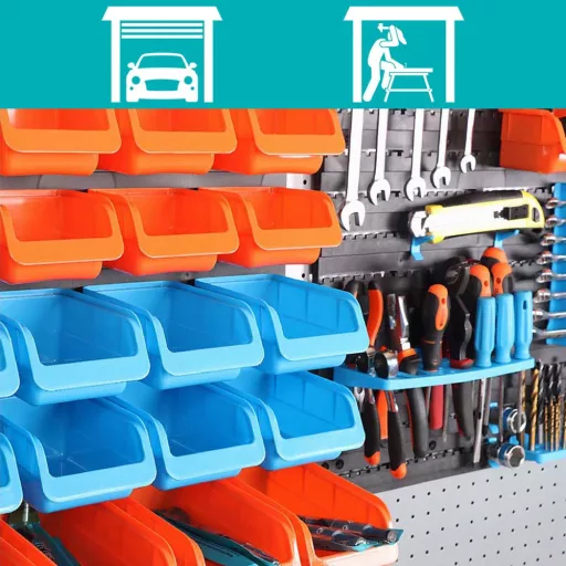 Set di organizer per attrezzi e viti da parete - 43 pezzi, soluzione di stoccaggio in plastica resistente