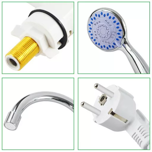 Rubinetto scaldacqua con display LED - Montaggio a parete, connessione orizzontale con doccetta