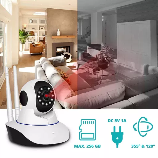 Telecamera di sicurezza WiFi HD 720P con rilevamento del movimento e audio bidirezionale