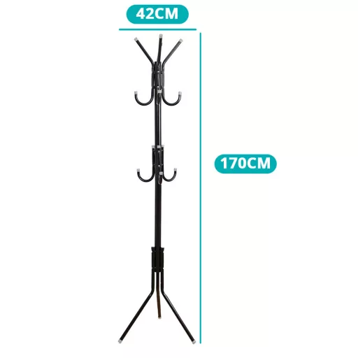 Attaccapanni a 3 punte alto 170 cm con supporto per cappelli e ombrelli