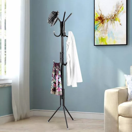 Attaccapanni a 3 punte alto 170 cm con supporto per cappelli e ombrelli