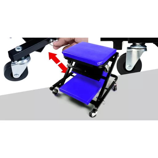 Sedia meccanica girevole e carrello per sottoauto con imbottitura spessa, capacità 150 kg, 6 ruote girevoli