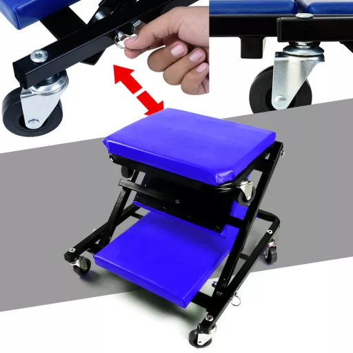 Sedia meccanica girevole e carrello per sottoauto con imbottitura spessa, capacità 150 kg, 6 ruote girevoli