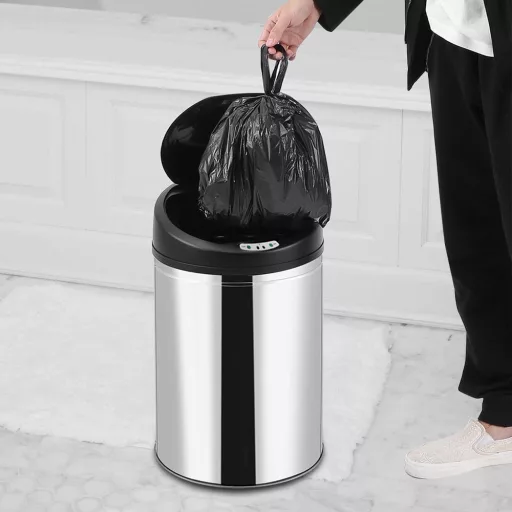 Cestino per rifiuti in acciaio inox con sensore senza contatto da 30L - Vari formati