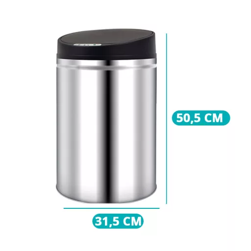 Cestino per rifiuti in acciaio inox con sensore senza contatto da 30L - Vari formati