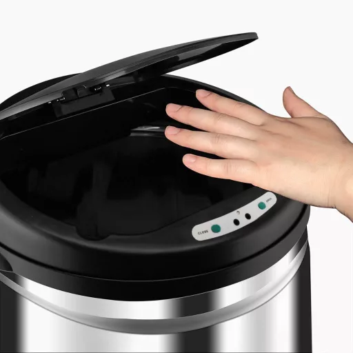 Cestino per rifiuti in acciaio inossidabile da 52L con coperchio senza contatto - Disponibile in diverse dimensioni