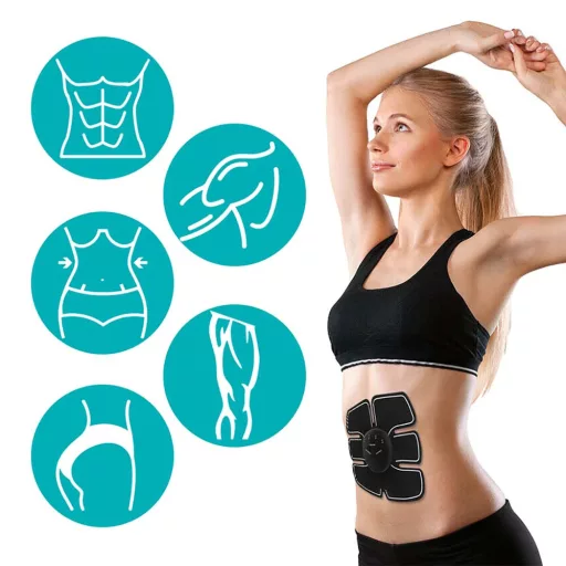 Stimolatore Muscolare Portatile per Addominali e Braccia con 6 Programmi e Massaggio Antistress