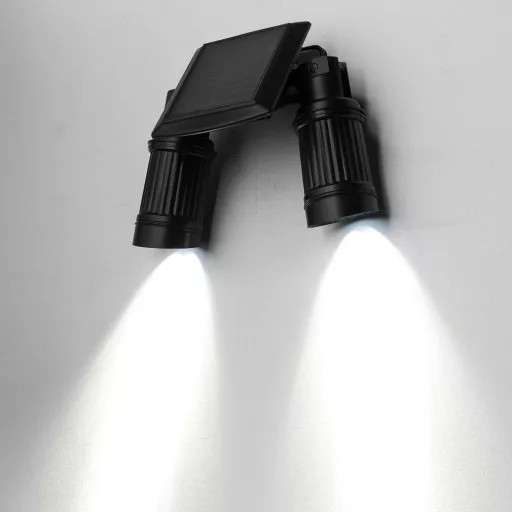 Luce LED solare a doppia testa con sensore di movimento e funzione crepuscolare