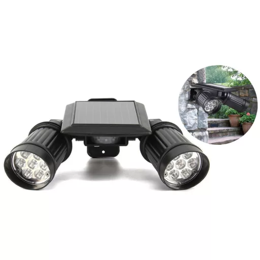 Luce LED solare a doppia testa con sensore di movimento e funzione crepuscolare