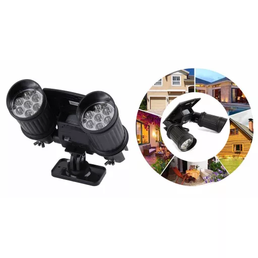 Luce LED solare a doppia testa con sensore di movimento e funzione crepuscolare
