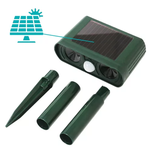 Repellente per animali solare con sensore di movimento a infrarossi e suono ultrasonico