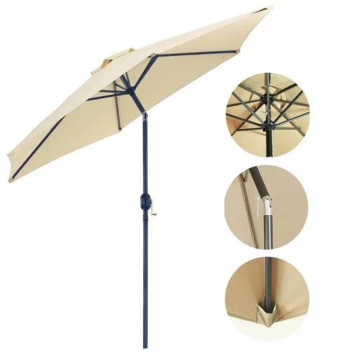 Ombrellone da patio extra large regolabile - Diametro 2,7 m, Altezza 2,25 m, Senza base