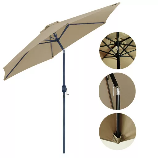 Ombrellone da patio extra large regolabile - Diametro 2,7 m, Altezza 2,25 m, Senza base
