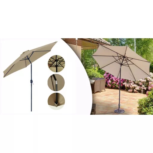 Ombrellone da patio extra large regolabile - Diametro 2,7 m, Altezza 2,25 m, Senza base