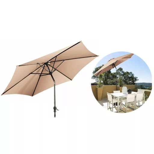 Ombrellone da patio extra large regolabile - Diametro 2,7 m, Altezza 2,25 m, Senza base