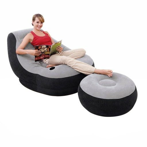 Sedia Gonfiabile con Poggiapiedi - Tessuto Morbido Portatile per Uso Interno ed Esterno