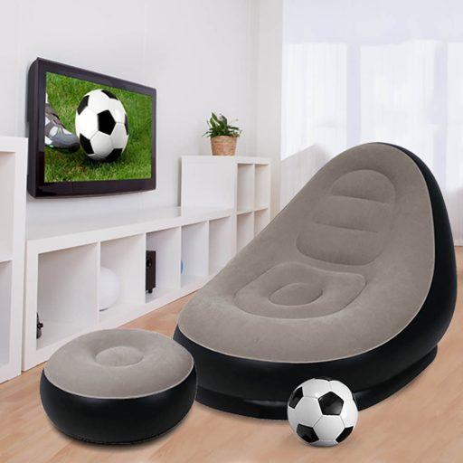Sedia Gonfiabile con Poggiapiedi - Tessuto Morbido Portatile per Uso Interno ed Esterno