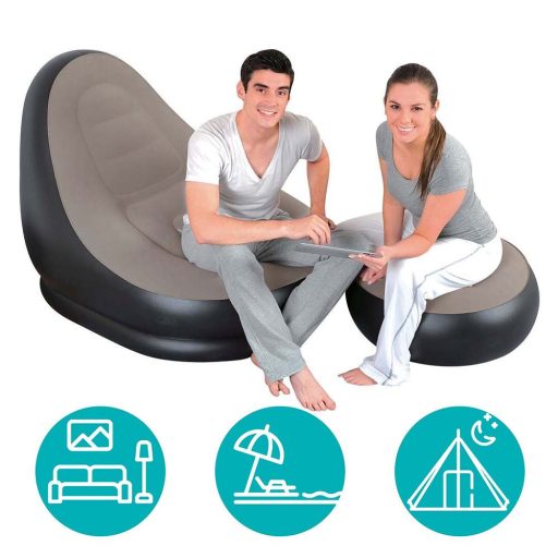 Sedia Gonfiabile con Poggiapiedi - Tessuto Morbido Portatile per Uso Interno ed Esterno