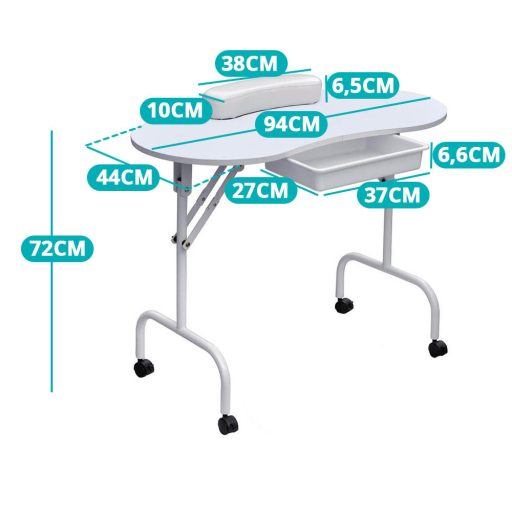 Tavolo da manicure pieghevole portatile con cassetto e borsa da trasporto - Ideale per saloni e servizi mobili