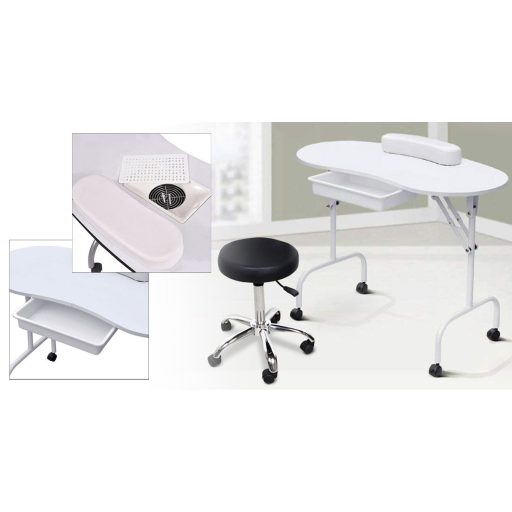 Tavolo da manicure pieghevole portatile con cassetto e borsa da trasporto - Ideale per saloni e servizi mobili