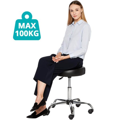 Sedia cosmetica girevole regolabile con sedile imbottito - Nera