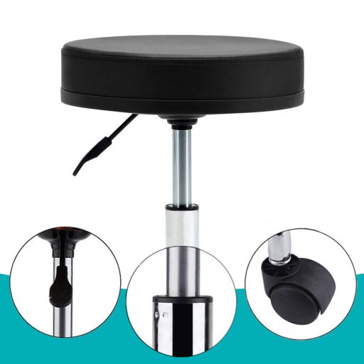 Sedia cosmetica girevole regolabile con sedile imbottito - Nera