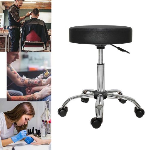 Sedia cosmetica girevole regolabile con sedile imbottito - Nera