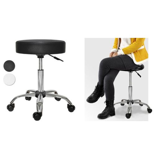 Sedia cosmetica girevole regolabile con sedile imbottito - Nera