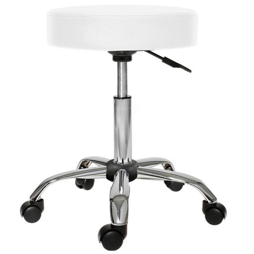 Sedia cosmetica girevole regolabile con sedile imbottito - Bianca