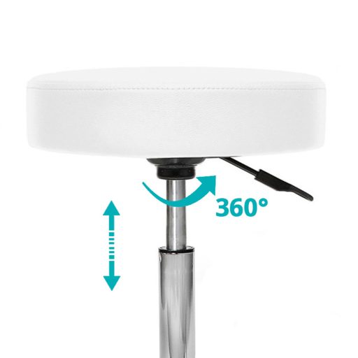 Sedia cosmetica girevole regolabile con sedile imbottito - Bianca