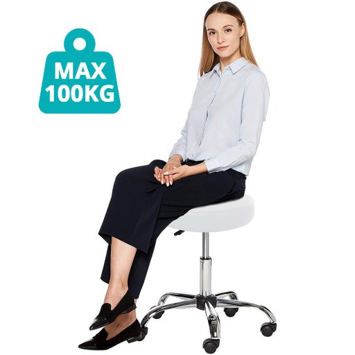 Sedia cosmetica girevole regolabile con sedile imbottito - Bianca