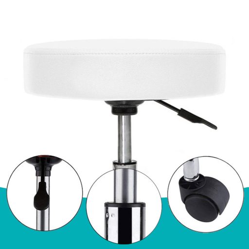 Sedia cosmetica girevole regolabile con sedile imbottito - Bianca