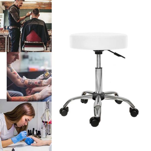 Sedia cosmetica girevole regolabile con sedile imbottito - Bianca