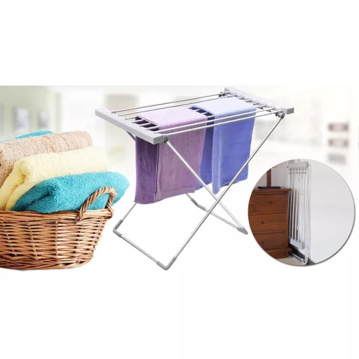 Asciugatrice elettrica pieghevole da 120W con 8 barre riscaldate e superficie di asciugatura di 6,2 m
