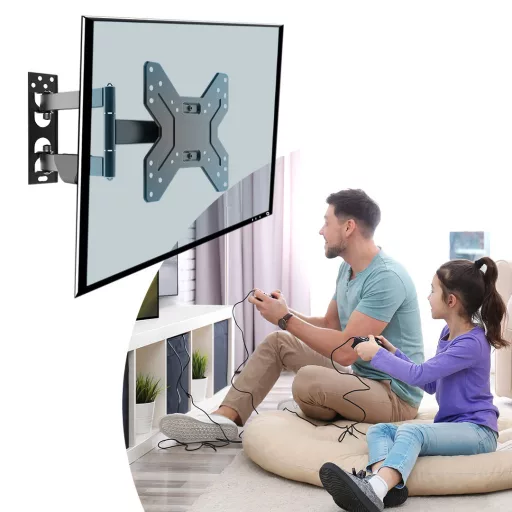 Supporto TV a muro pieghevole e inclinabile per schermi da 14-42", capacità di 50 kg