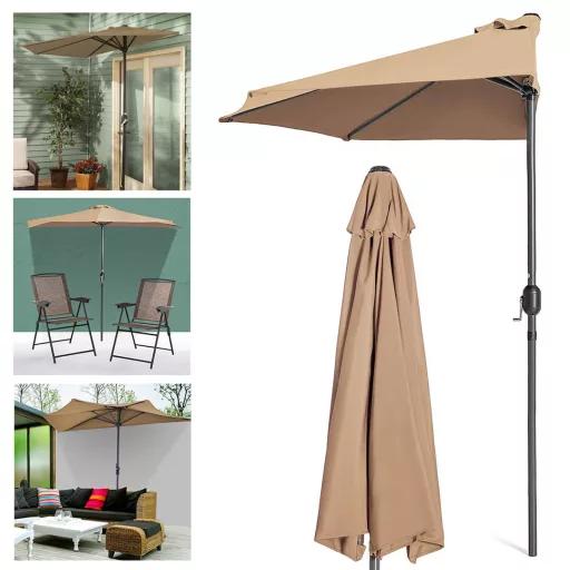 Ombrellone da balcone a mezza luna con manovella facile, design salvaspazio