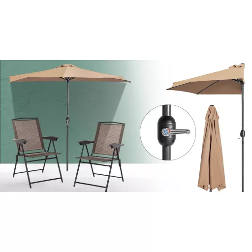 Ombrellone da balcone a mezza luna con manovella facile, design salvaspazio