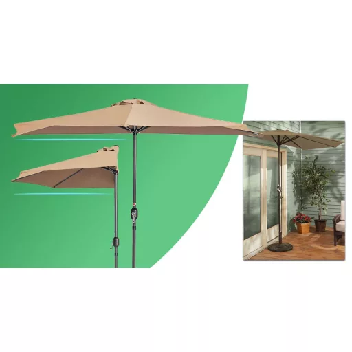 Ombrellone da balcone a mezza luna con manovella facile, design salvaspazio