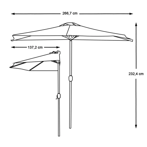 Ombrellone da balcone a mezza luna con manovella facile, design salvaspazio