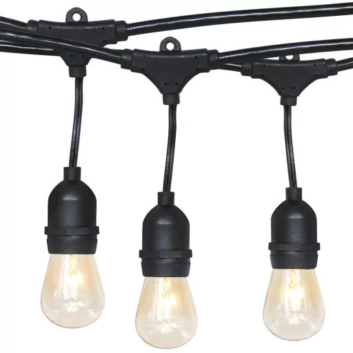 Luci decorative a stringa impermeabili con 15 lampadine LED E27, 14,6 m, bianco caldo