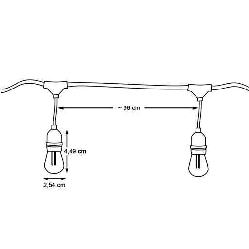 Luci decorative a stringa impermeabili con 15 lampadine LED E27, 14,6 m, bianco caldo