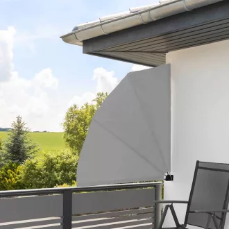   Tenda da balcone pieghevole a forma di ventaglio 140 cm, grigia - Installazione facile e protezione da vento/sole