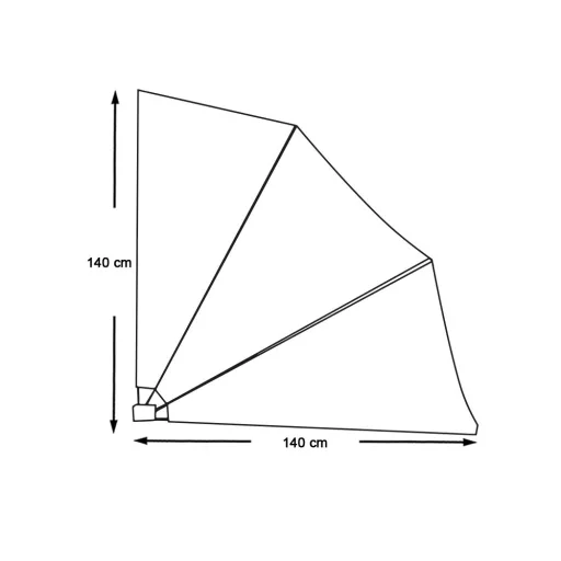 Tenda da balcone pieghevole a forma di ventaglio 140 cm, grigia - Installazione facile e protezione da vento/sole