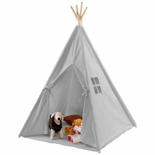 Tenda Indiana per Bambini - Grigia, Casa da Gioco Interna/Esterna con Struttura Stabile