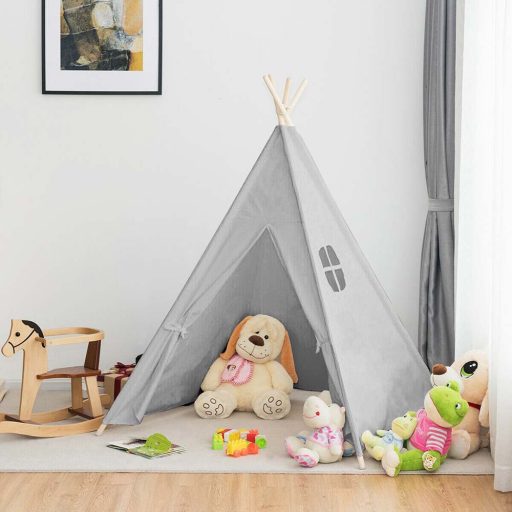 Tenda Indiana per Bambini - Grigia, Casa da Gioco Interna/Esterna con Struttura Stabile