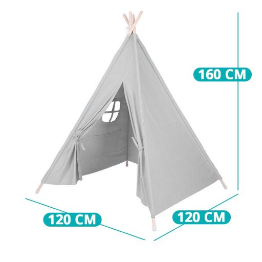 Tenda Indiana per Bambini - Grigia, Casa da Gioco Interna/Esterna con Struttura Stabile