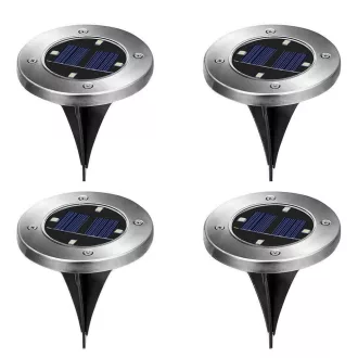   Set di lampade solari da esterno 4 pezzi con finitura in acciaio inossidabile, 8 LED, installazione versatile
