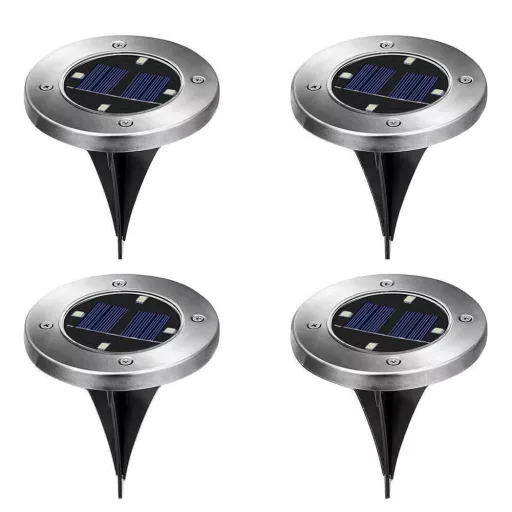 Set di lampade solari da esterno 4 pezzi con finitura in acciaio inossidabile, 8 LED, installazione versatile